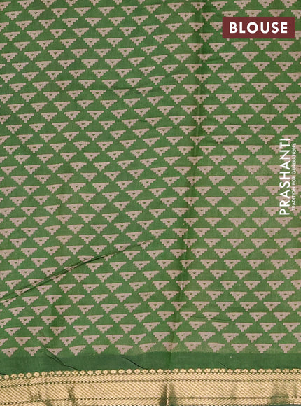 Semi maheshwari cotton saree mustard yellow and sap green with allover butta prints and zari woven border