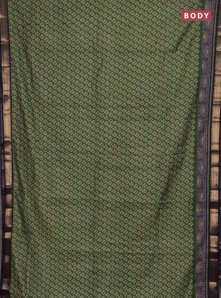 Semi maheshwari cotton saree green and navy blue with allover butta prints and zari woven border