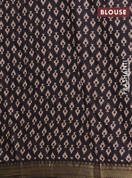 Semi maheshwari cotton saree maroon and black with allover prints and zari woven border