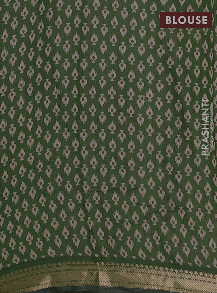 Semi maheshwari cotton saree navy blue and green with allover prints and zari woven border