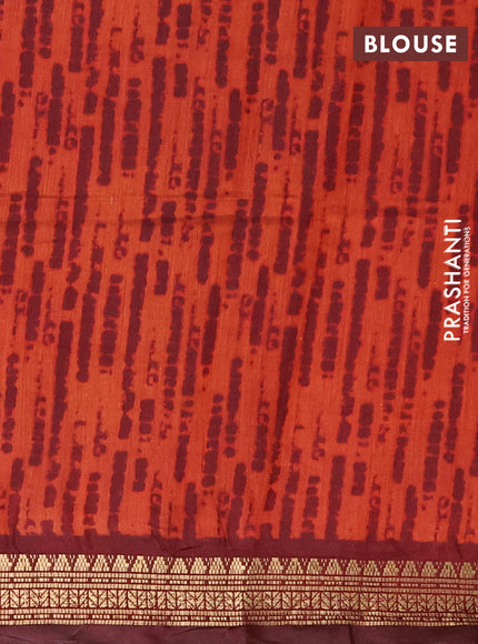 Semi maheshwari cotton saree black and maroon with allover prints and zari woven border