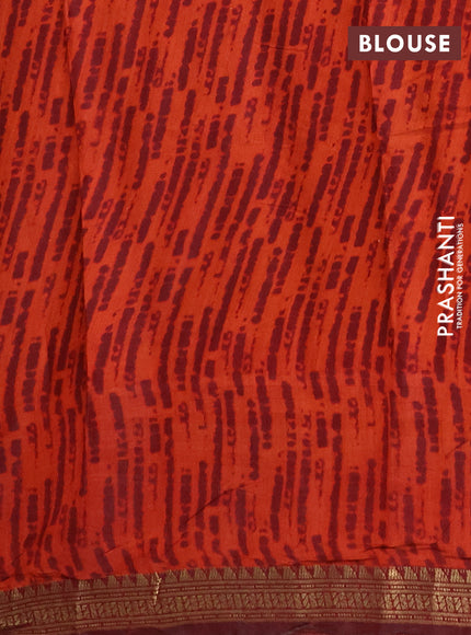 Semi maheshwari cotton saree navy blue and maroon with allover prints and zari woven border