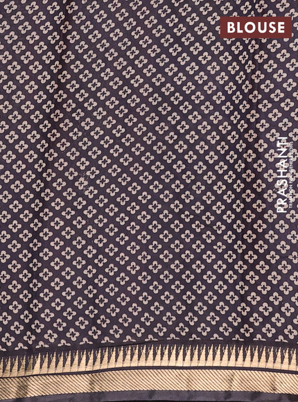 Semi maheshwari cotton saree maroon and black with allover kalamkari prints and zari woven border