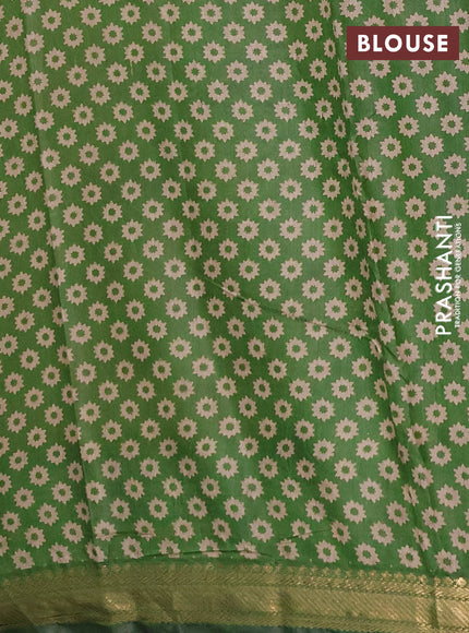 Semi maheshwari cotton saree mustard yellow and green with allover geometric prints and zari woven border
