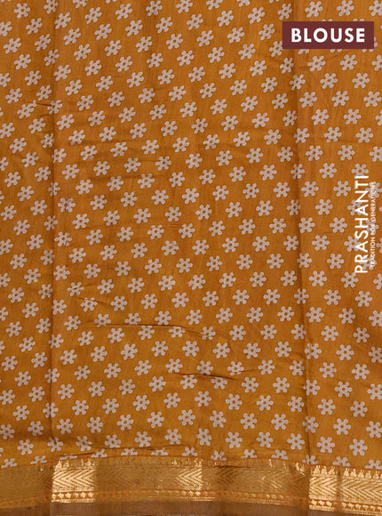Semi maheshwari cotton saree deep wine and mustard yellow with allover butta prints and zari woven border