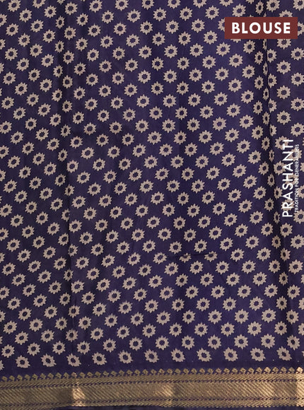 Semi maheshwari cotton saree beige green and navy blue with allover butta prints and zari woven border