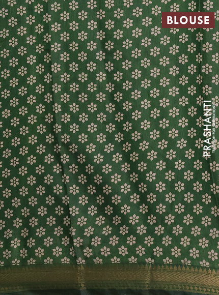 Semi maheshwari cotton saree navy blue and sap green with allover butta prints and zari woven border