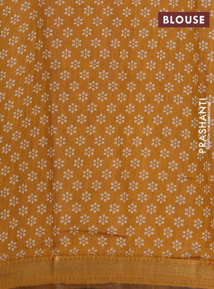 Semi maheshwari cotton saree sap green and mustard yellow with allover butta prints and zari woven border