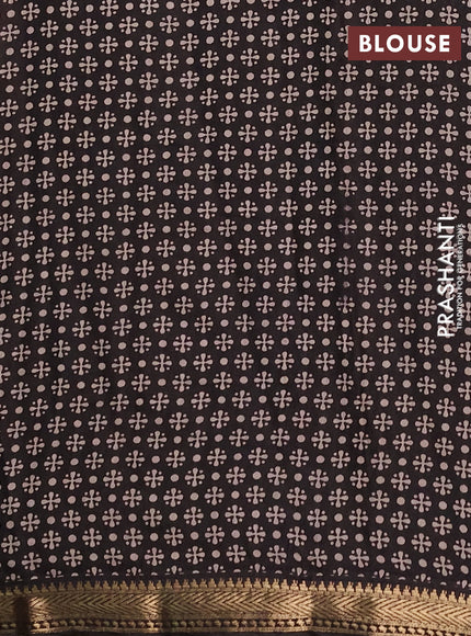 Semi maheshwari cotton saree maroon and black with allover kalamkari prints and zari woven border