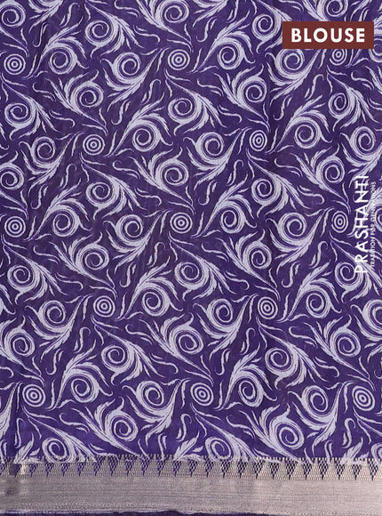 Semi maheshwari cotton saree navy blue with allover floral butta prints and zari woven border