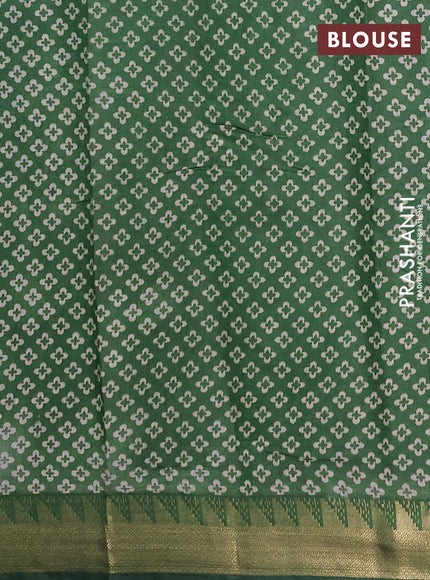 Semi maheshwari cotton saree navy blue and green with allover zigzag prints and zari woven border