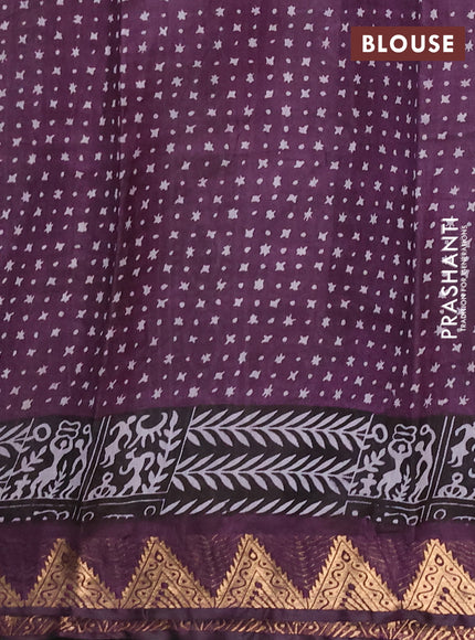 Semi maheshwari cotton saree red grey and purple with allover geometric prints and zari woven border
