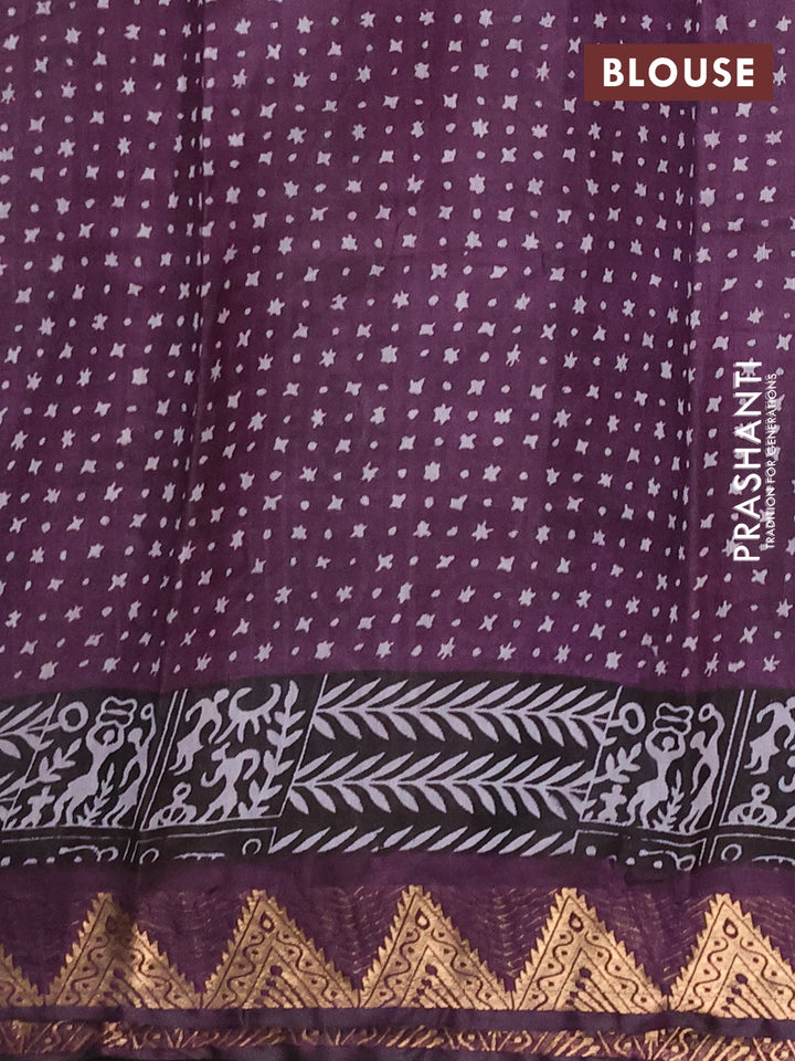 Semi maheshwari cotton saree red grey and purple with allover geometric prints and zari woven border