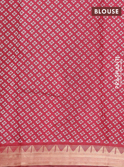 Semi maheshwari cotton saree navy blue and maroon with allover prints and zari woven border
