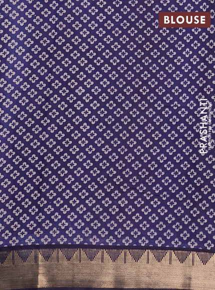 Semi maheshwari cotton saree maroon and navy blue with allover floral prints and zari woven border
