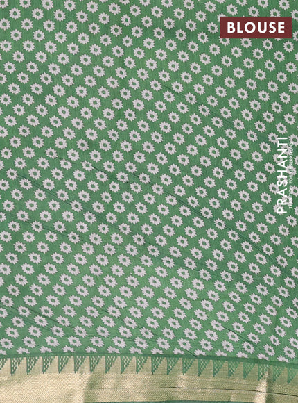 Semi maheshwari cotton saree navy blue and green with allover butta prints and zari woven border