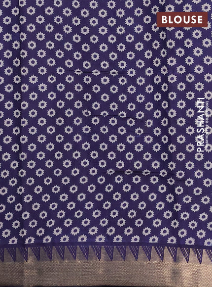 Semi maheshwari cotton saree green and navy blue with allover butta prints and zari woven border
