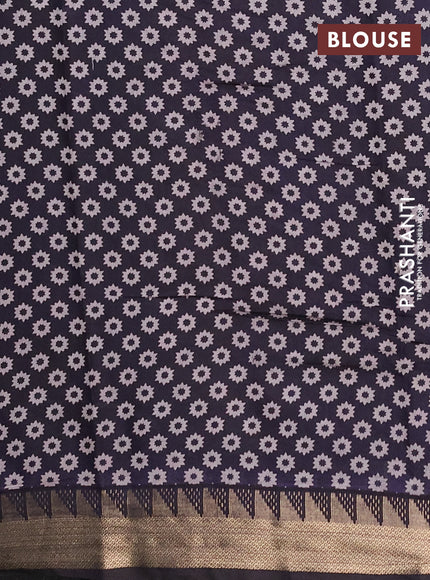 Semi maheshwari cotton saree maroon and navy blue with allover butta prints and zari woven border