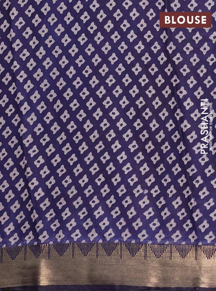 Semi maheshwari cotton saree maroon and navy blue with allover floral prints and zari woven border
