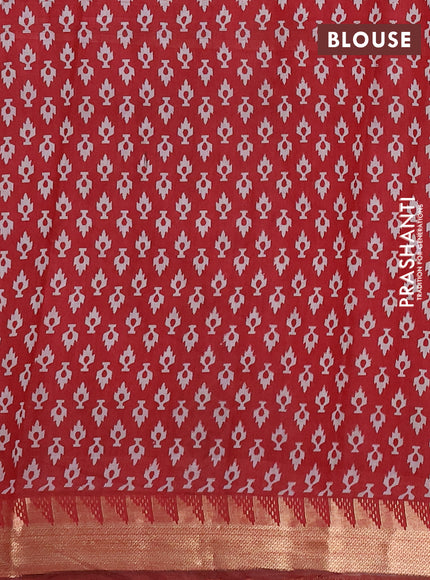 Semi maheshwari cotton saree coffee brown and maroon with allover stripes pattern and zari woven border