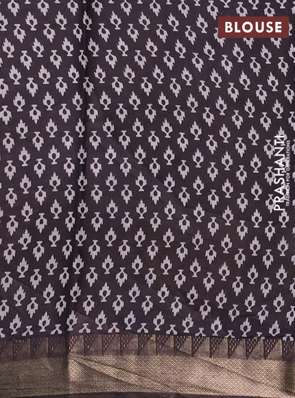 Semi maheshwari cotton saree maroon and coffee brown with allover stripes pattern and zari woven border