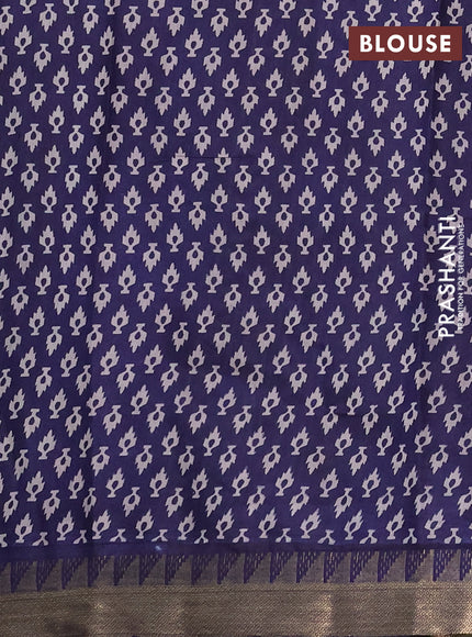 Semi maheshwari cotton saree green and navy blue with allover stripes pattern and zari woven border