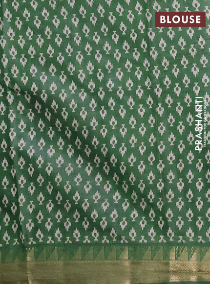 Semi maheshwari cotton saree navy blue and green with allover stripes pattern and zari woven border