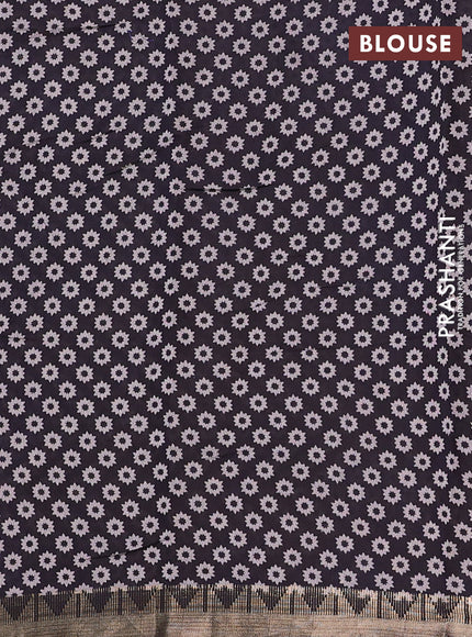 Semi maheshwari cotton saree maroon and coffee brown with allover butta prints and zari woven border
