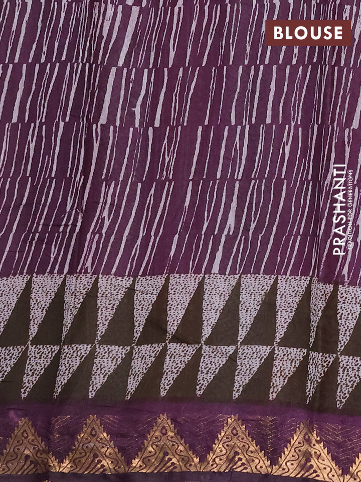 Semi maheshwari cotton saree pink and deep purple with allover butta prints and zari woven border