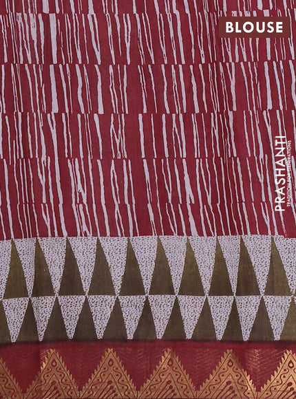 Semi maheshwari cotton saree purple and maroon with allover butta prints and zari woven border