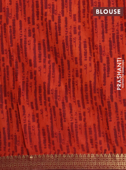 Semi maheshwari cotton saree dark mustard and maroon with allover prints and zari woven border