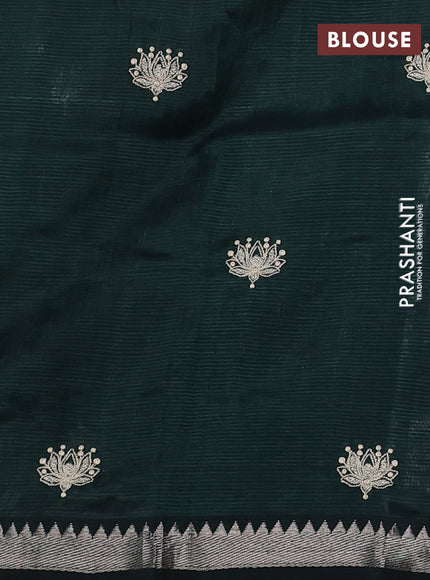 Mangalgiri silk cotton saree bottle green with embroidery buttas and embroidery border