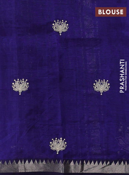 Mangalgiri silk cotton saree violet with embroidery buttas and embroidery border