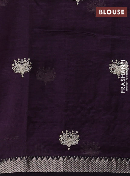 Mangalgiri silk cotton saree jamun with embroidery buttas and embroidery border