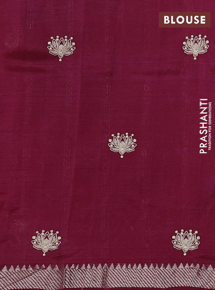 Mangalgiri silk cotton saree wine with embroidery buttas and embroidery border