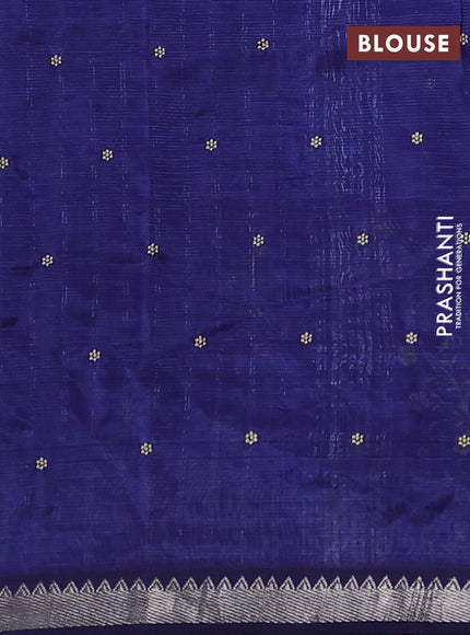 Mangalgiri silk cotton saree navy blue with allover embroidery buttas and embroidery border