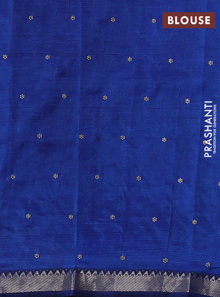 Mangalgiri silk cotton saree peacock blue with allover embroidery buttas and embroidery border