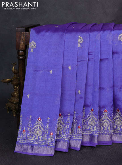 Mangalgiri silk cotton saree lavender with embroidery buttas and embroidery border