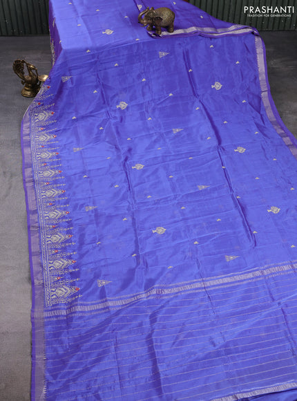 Mangalgiri silk cotton saree lavender with embroidery buttas and embroidery border