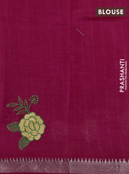 Mangalgiri silk cotton saree dark pink with embroidery floral buttas and embroidery border