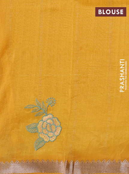 Mangalgiri silk cotton saree mustard yellow with embroidery floral buttas and embroidery border