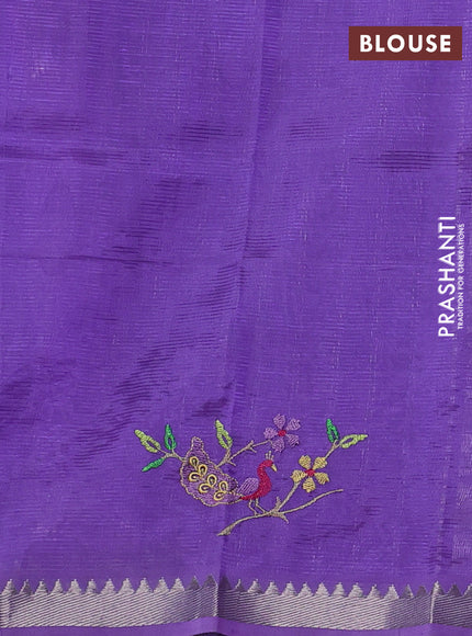 Mangalgiri silk cotton saree lavender with embroidery floral buttas and embroidery border