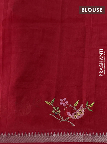 Mangalgiri silk cotton saree red with embroidery floral buttas and embroidery border