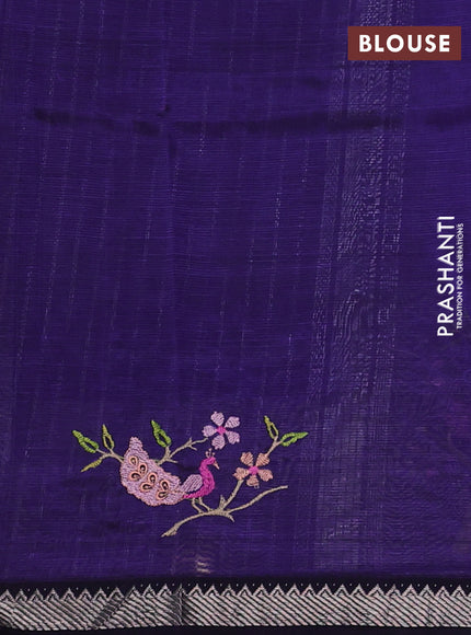 Mangalgiri silk cotton saree violet with embroidery floral buttas and embroidery border