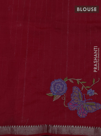 Mangalgiri silk cotton saree red with embroidery buttas and embroidery border