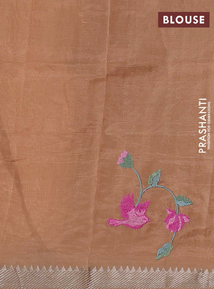 Mangalgiri silk cotton saree sandal with embroidery buttas and pichwai embroidery border