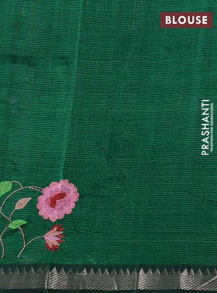 Mangalgiri silk cotton saree green with embroidery buttas and embroidery border