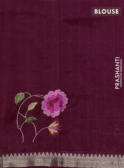 Mangalgiri silk cotton saree maroon with embroidery buttas and embroidery border