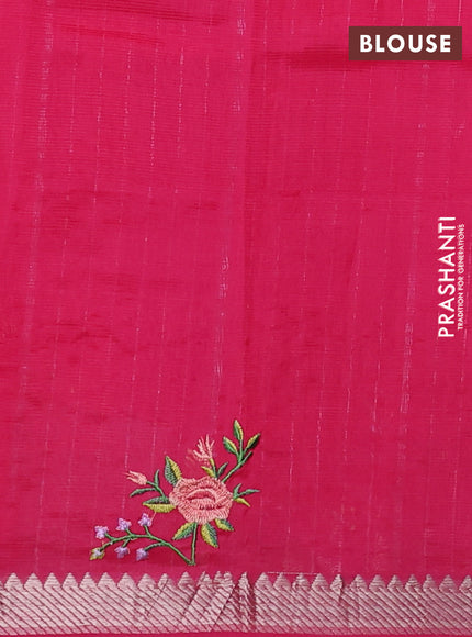 Mangalgiri silk cotton saree pink with embroidery floral buttas and embroidery border