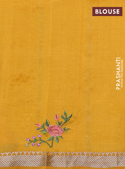 Mangalgiri silk cotton saree mango yellow with embroidery floral buttas and embroidery border